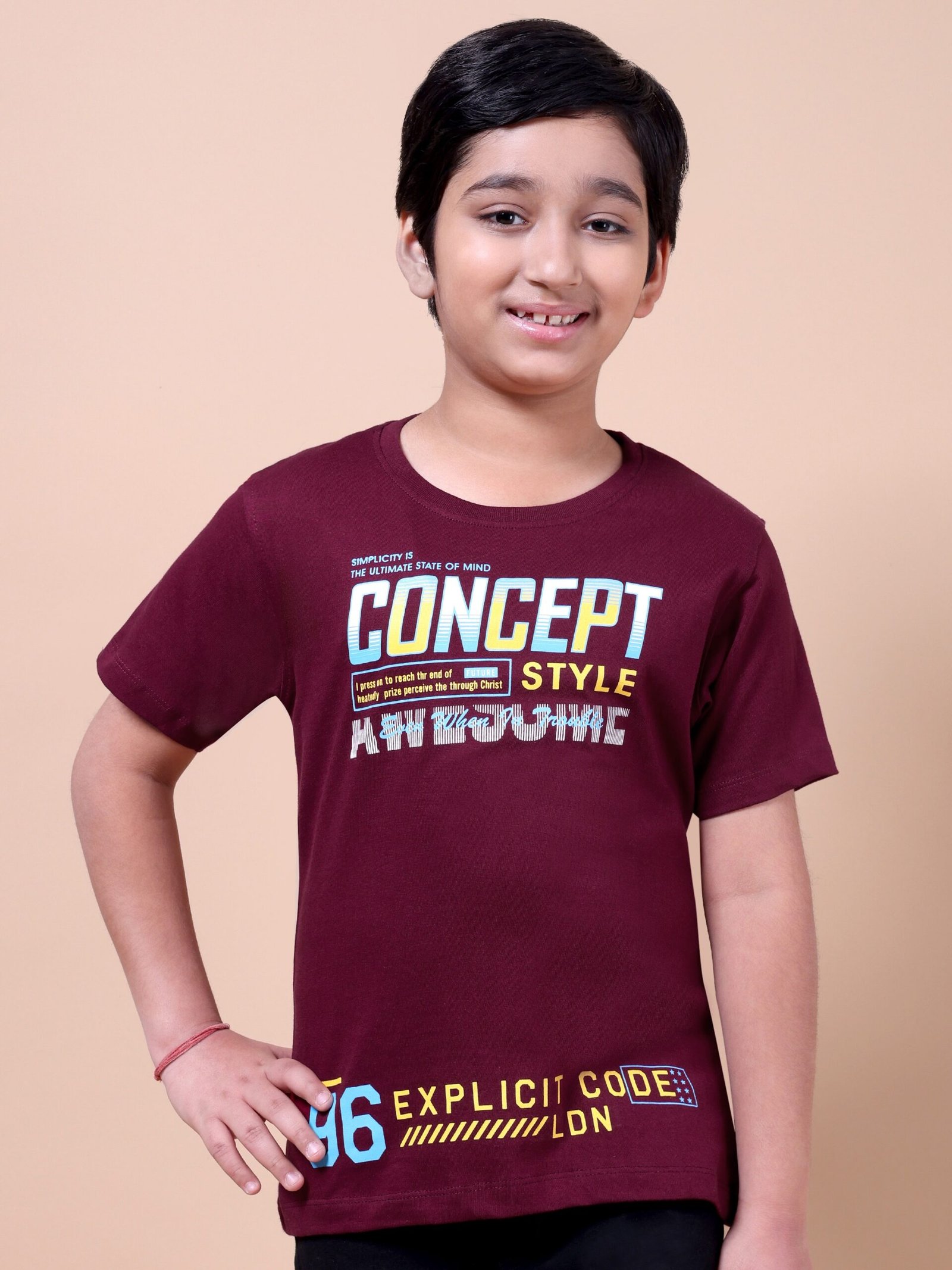 Maroon Concept Boys’ Printed T-Shirt