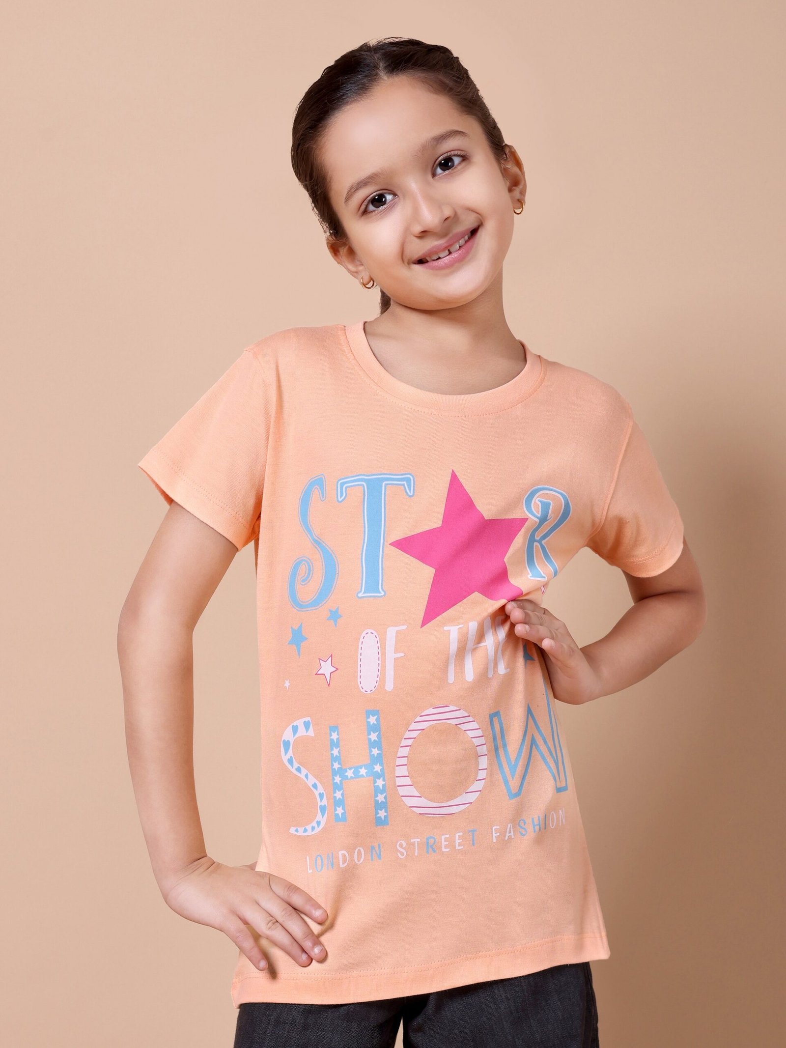 Peach Star Girls’ Printed T-Shirt - Image 6