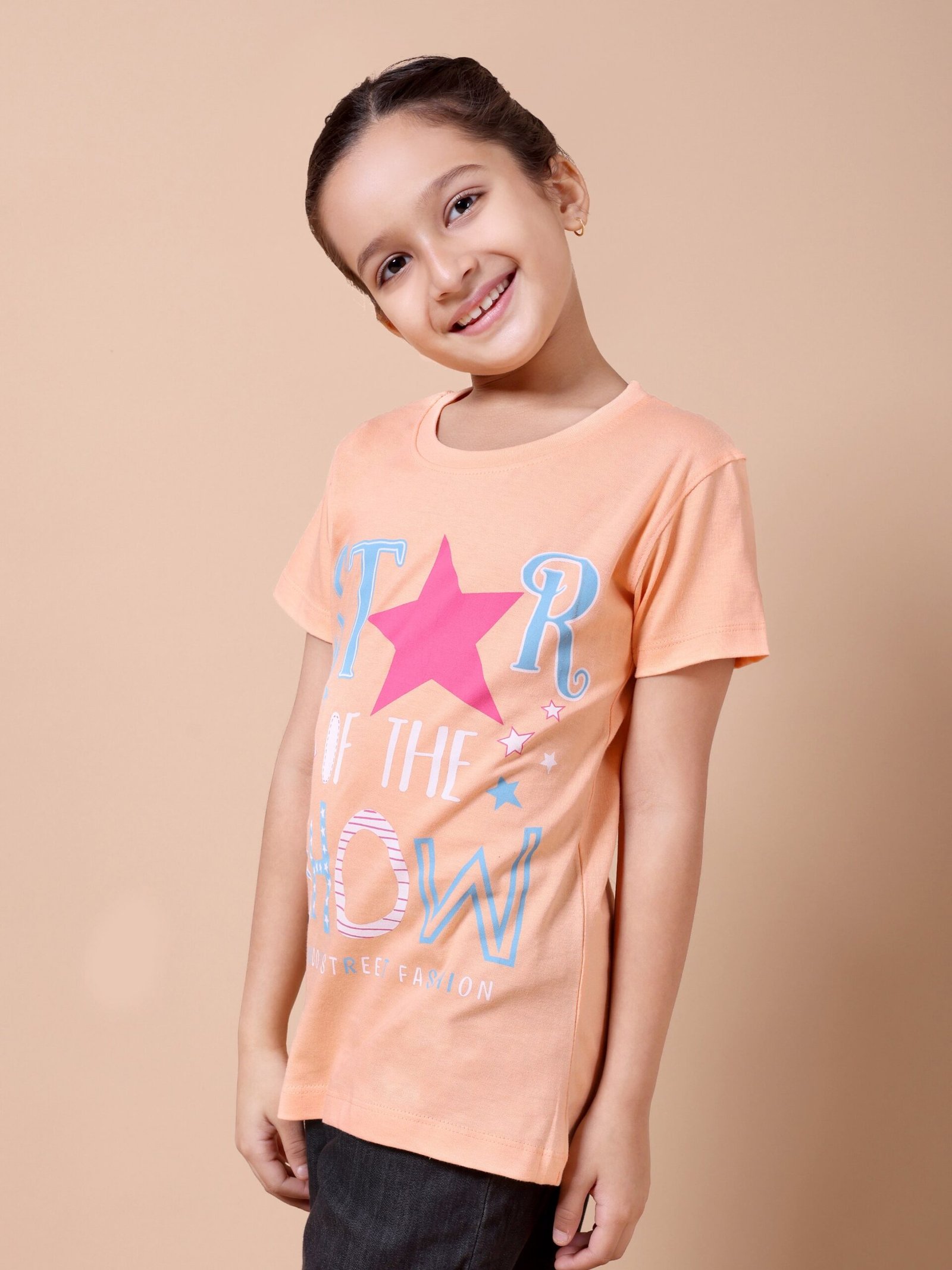 Peach Star Girls’ Printed T-Shirt - Image 5