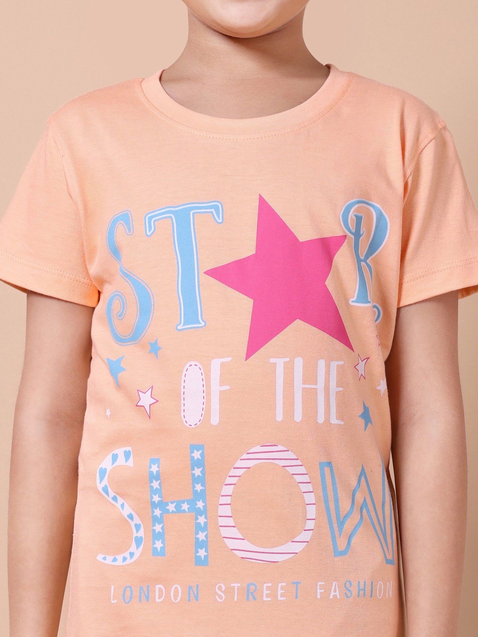 Peach Star Girls’ Printed T-Shirt - Image 2