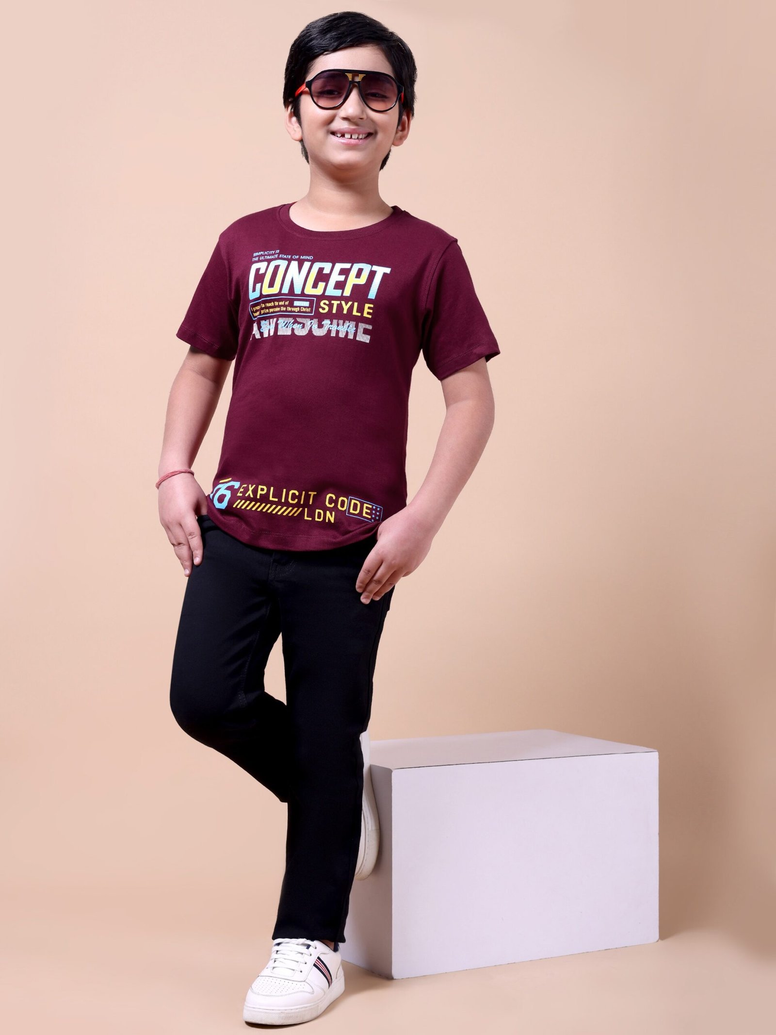Maroon Concept Boys’ Printed T-Shirt - Image 2