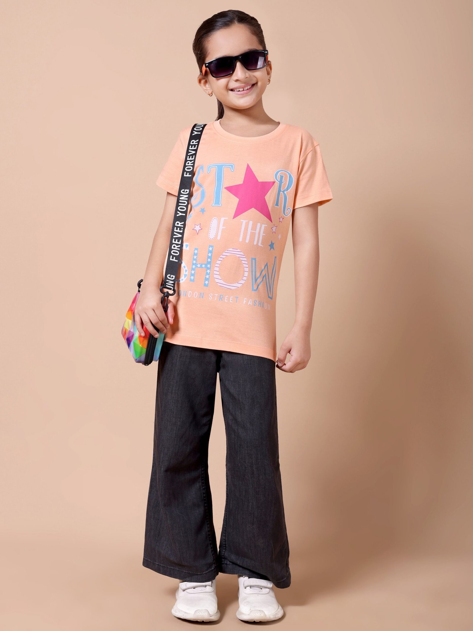Peach Star Girls’ Printed T-Shirt