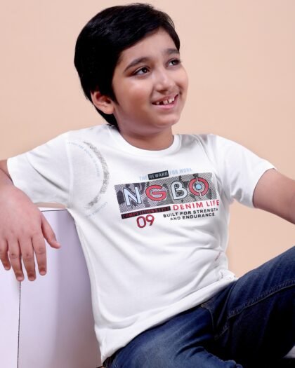 White NGBO Boys’ Printed T-Shirt