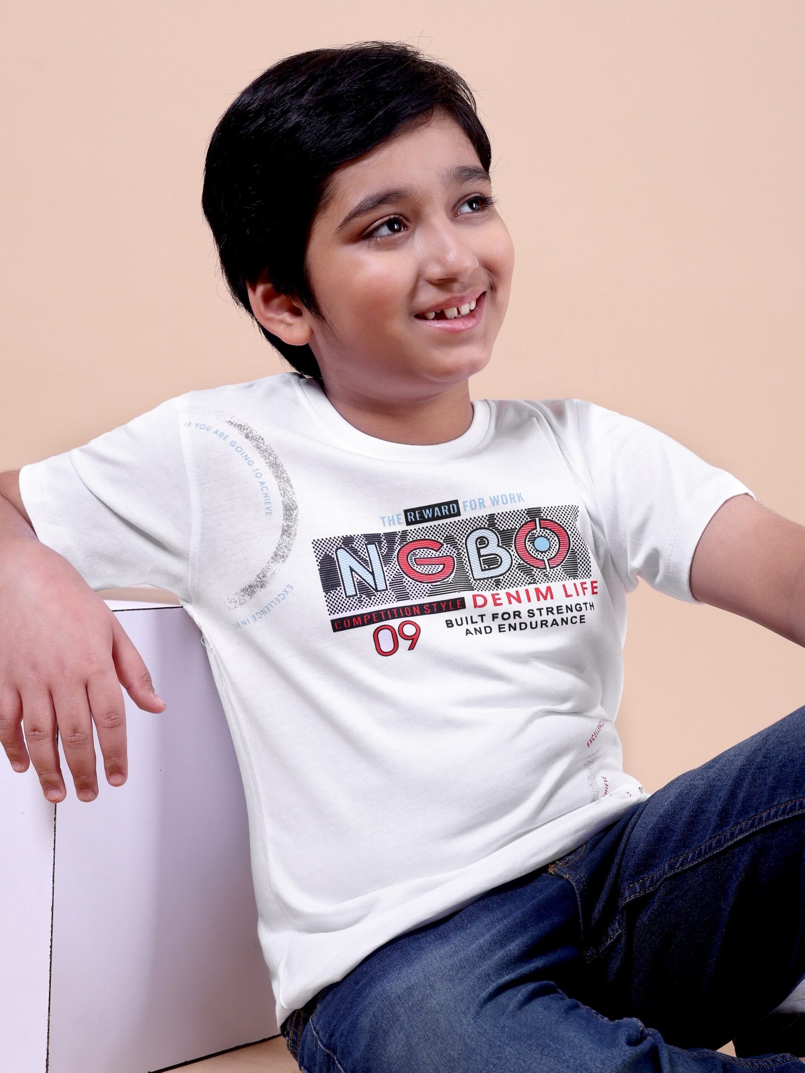 White NGBO Boys’ Printed T-Shirt
