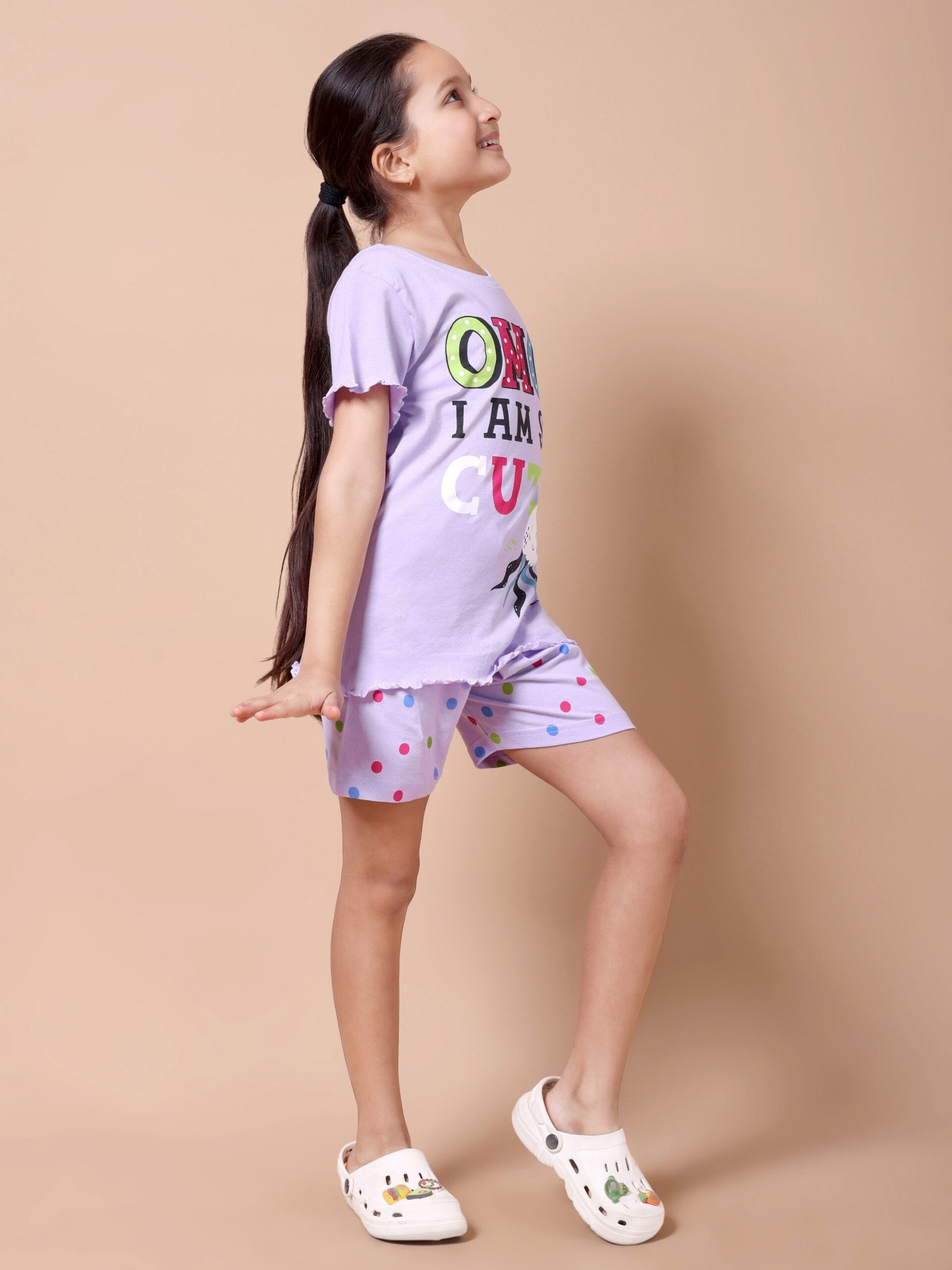 Pastel Lilac Polka Dot & Slogan Co-ord Set - Image 8