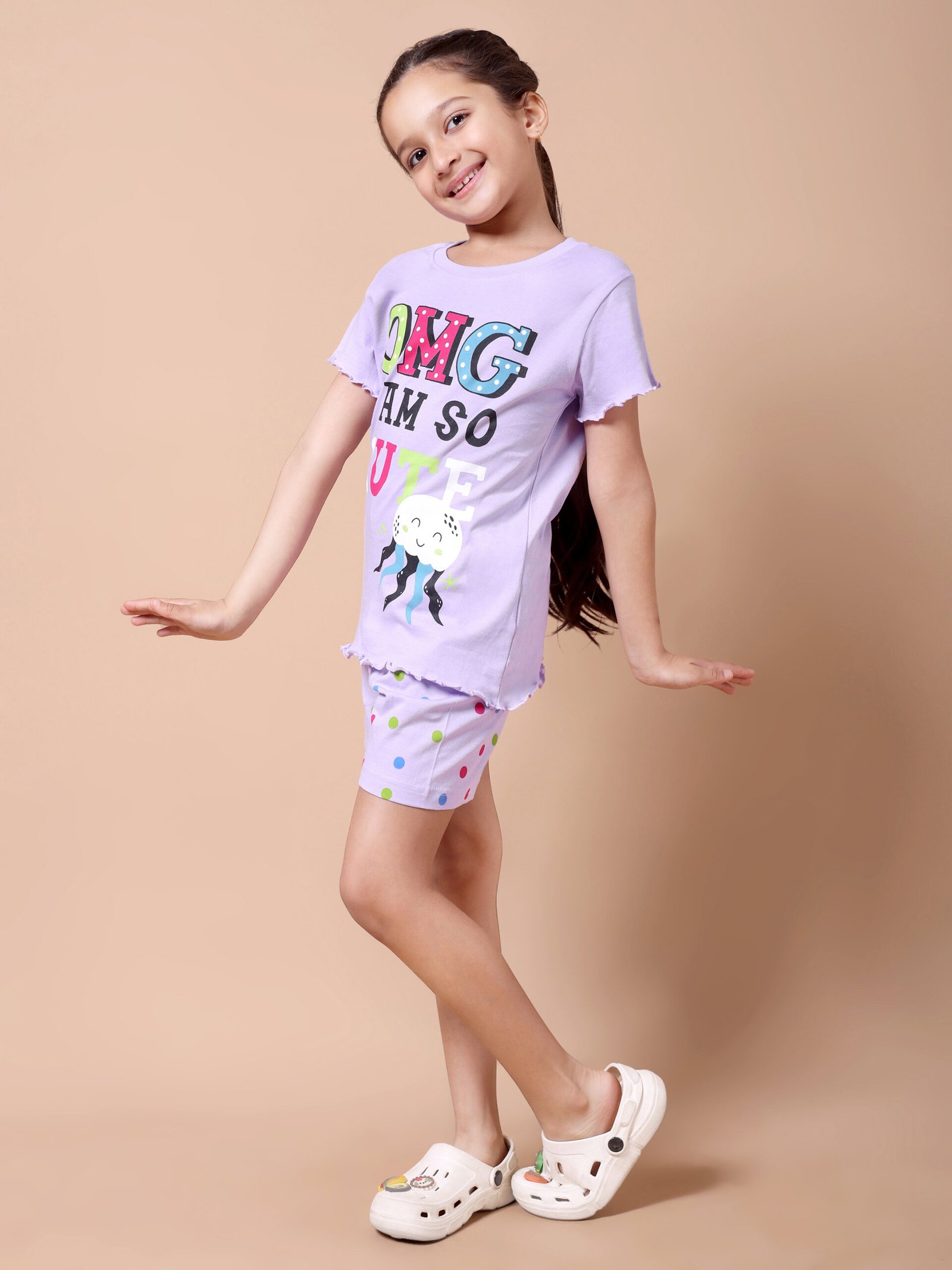 Pastel Lilac Polka Dot & Slogan Co-ord Set - Image 7