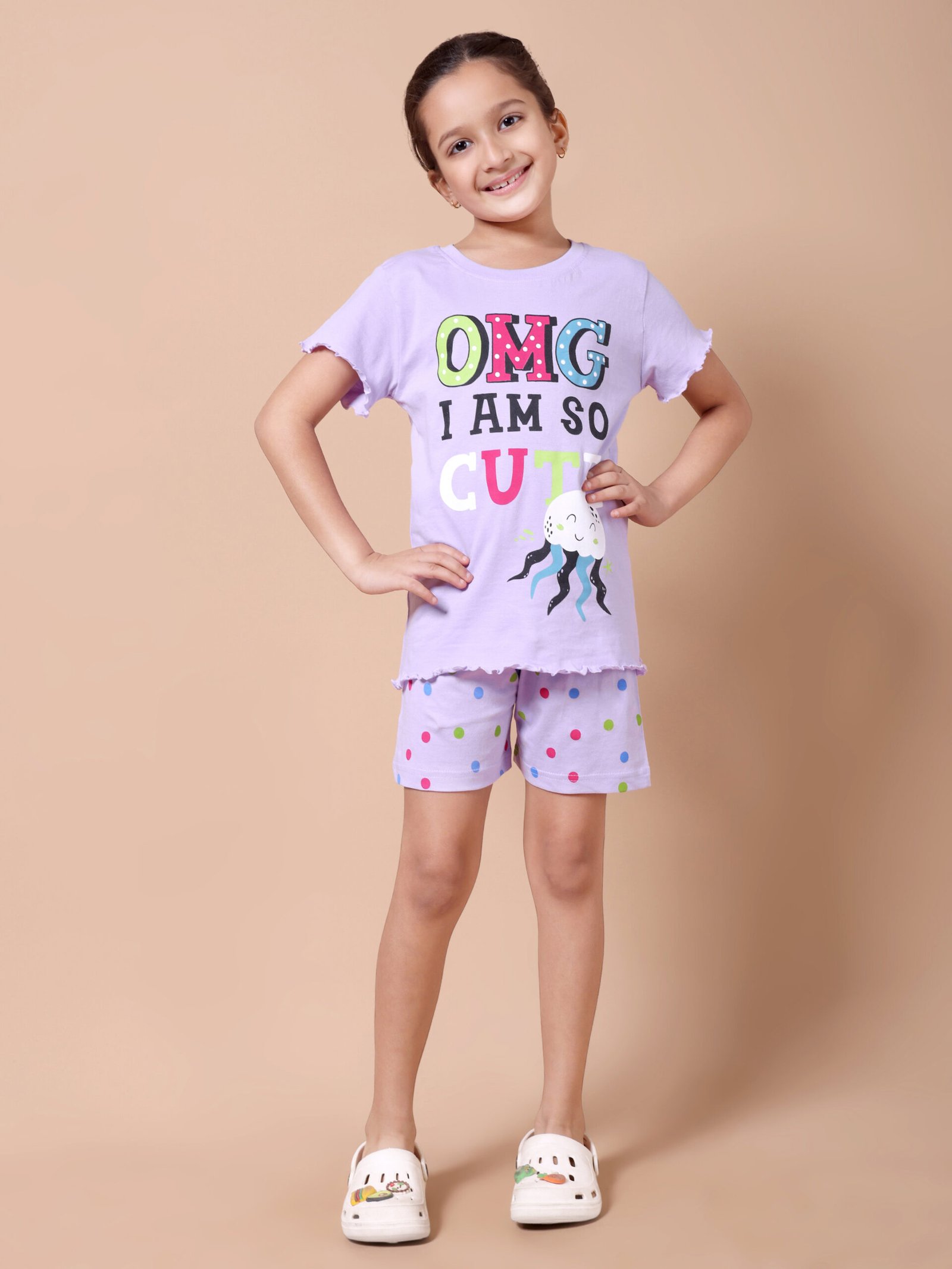 Pastel Lilac Polka Dot & Slogan Co-ord Set - Image 3